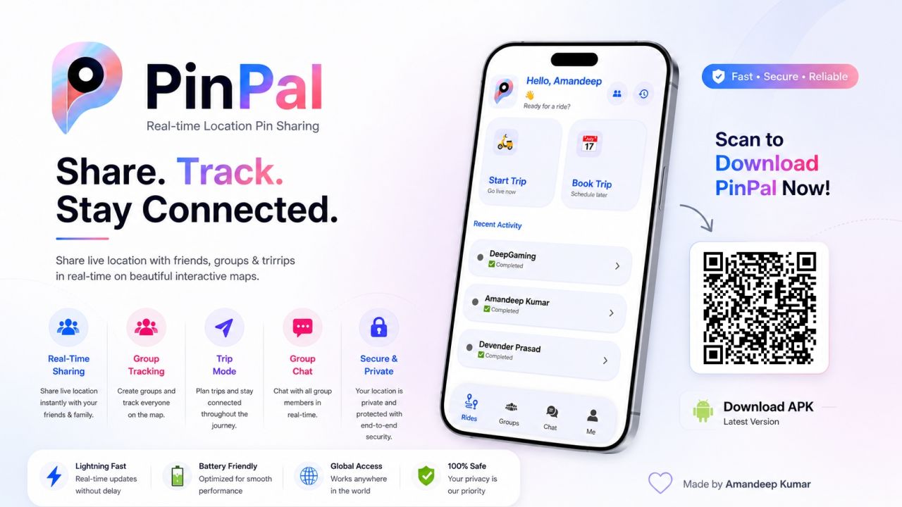 PinPal - Real-time Location Sharing & Chat App for Android